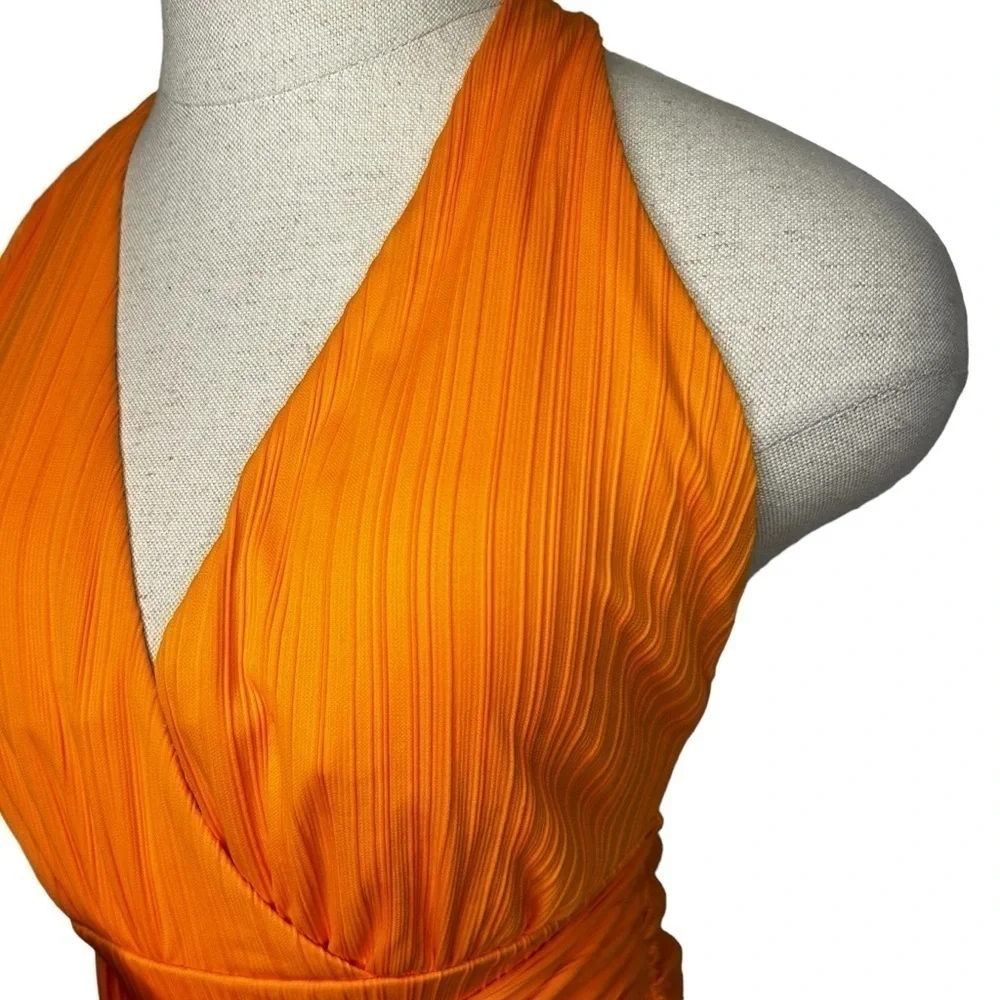 Cupshe Orange Retro Rib Surplice Sash Texture Belt One Piece Swimsuit Sz Medium